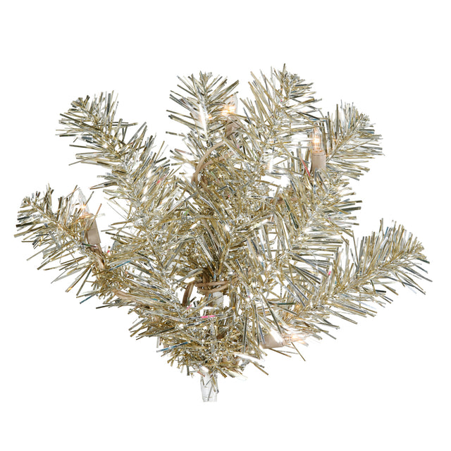 24" Champagne Artificial Christmas Wreath, Clear Dura-lit Incandescent Mini Lights