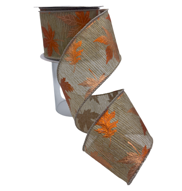 2.5" Metallic Raised Leaf Wired Edge- 10 Yards