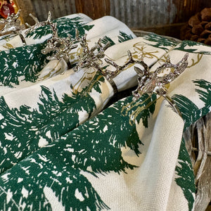 1.5" Silver Deer Napkin Rings Set/4