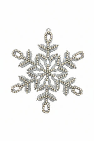 7.75" Silver/Gold Jewel Beaded Snowflake Ornament