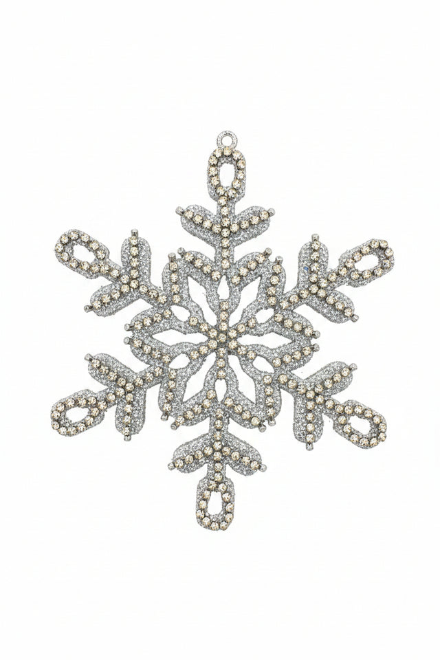 7.75" Silver/Gold Jewel Beaded Snowflake Ornament