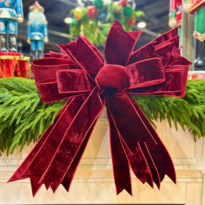 22" Burgundy Beauty Velvet Bow | Handtied Christmas Bow