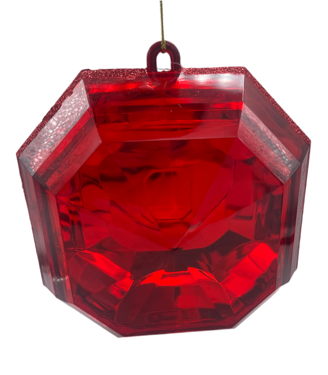 6" Red Square Precious Gem Ornament
