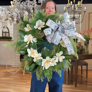 24" Magnolia Manor Wreath with Designer Bow