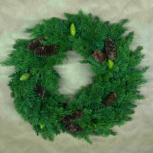 20” Cedar and Pinecone Wreath