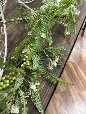 5' Savannah Fern | Cream | Green Berries | Garland