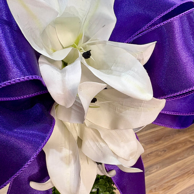 27" Lily of Hope Boxwood Designer Wreath