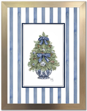 12"x16" Blue Ribbon Holiday Wall Art