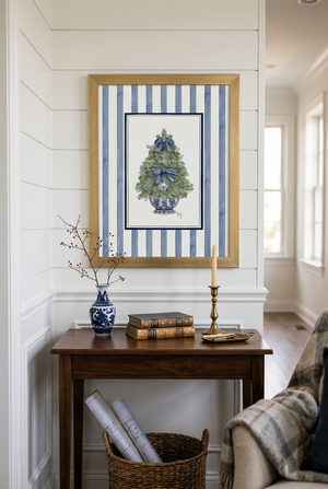 12"x16" Blue Ribbon Holiday Wall Art