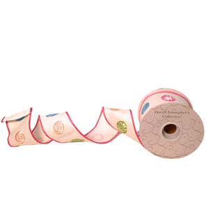 2.5" White Dupioni Ribbon Candy Themed- 10 Yards