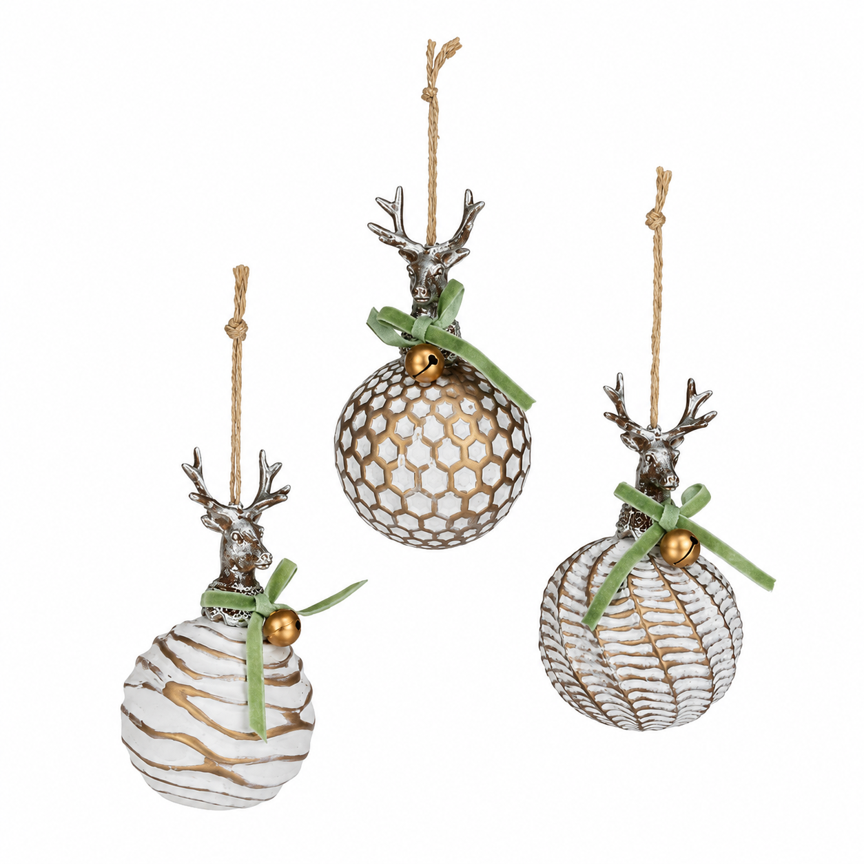 6" White/Brown Reindeer Hanging Ornament | 3 Styles Available