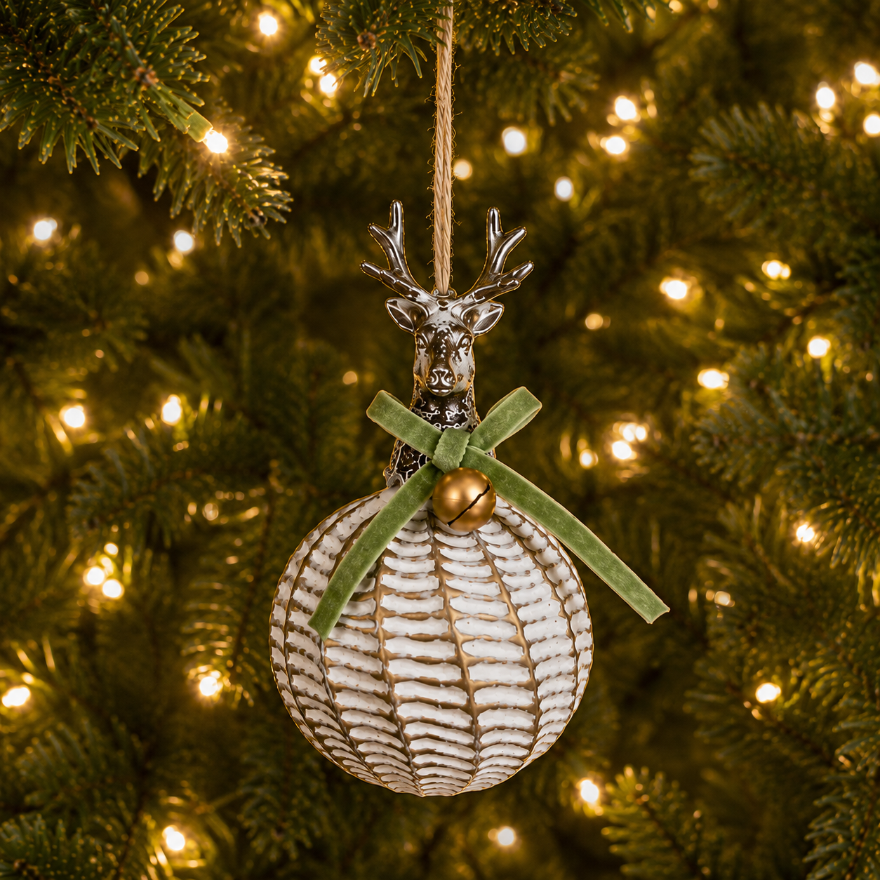 6" White/Brown Reindeer Hanging Ornament | 3 Styles Available