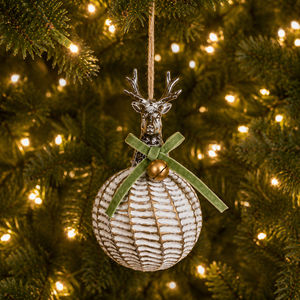 6" White/Brown Reindeer Hanging Ornament | 3 Styles Available