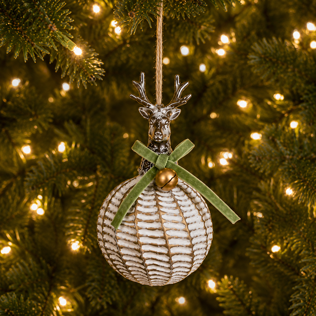 6" White/Brown Reindeer Hanging Ornament | 3 Styles Available