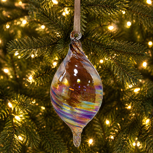 3.5" Copper Iridescent Glass Finial Ornament