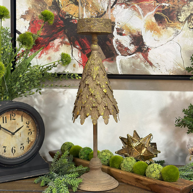 24" Gold Metal Tree Candle Holder