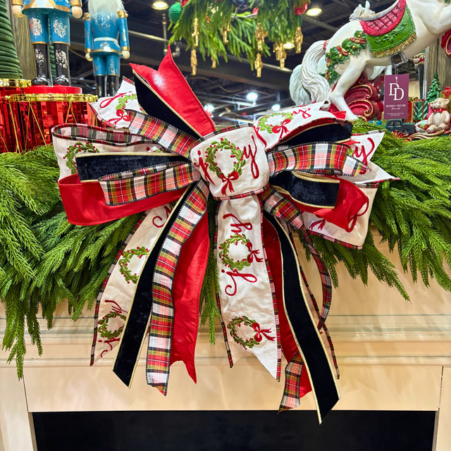 20" Classic Joy Designer Bow | Handtied Christmas Bow