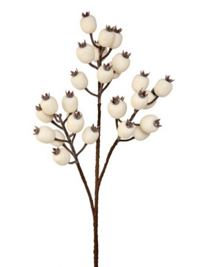 24" Cream White Iced Pomegranate Berry Spray