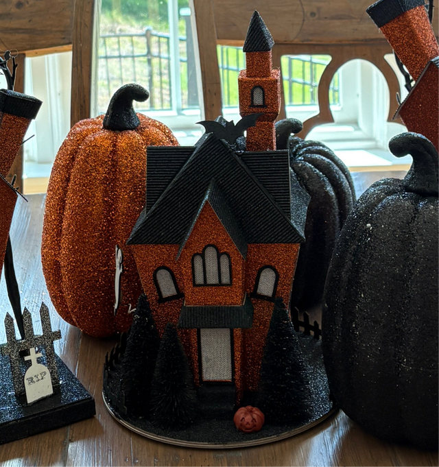 13.5" LED Cardboard Haunted House | Orange & Black