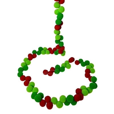 72" Perfect Pom Pom Ball Garland | Red/Green