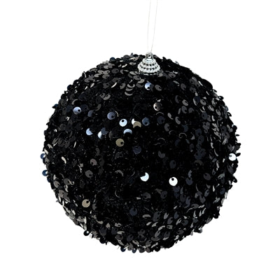 6" Fabulous Sequin Ball Ornament | Black