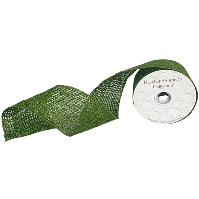 4" x 10YD Lime Green Glitter Painted on Jute Ribbon
