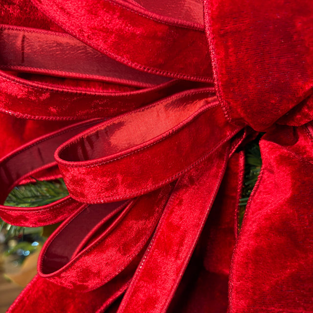 22" Crimson Classic Velvet Christmas Bow | Hand-Tied