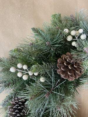 30" Glistening Pine Winter Wreath X153T