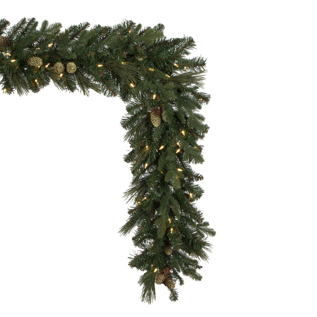 9' x 14" LED Prelit Emerald Mixed Fir Artificial Garland
