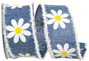 2.5" Daisy Denim Ribbon, 10 Yards