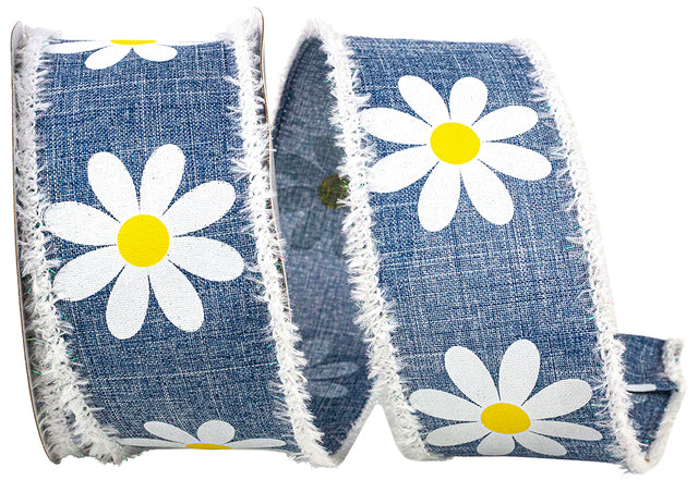 2.5" Daisy Denim Ribbon, 10 Yards
