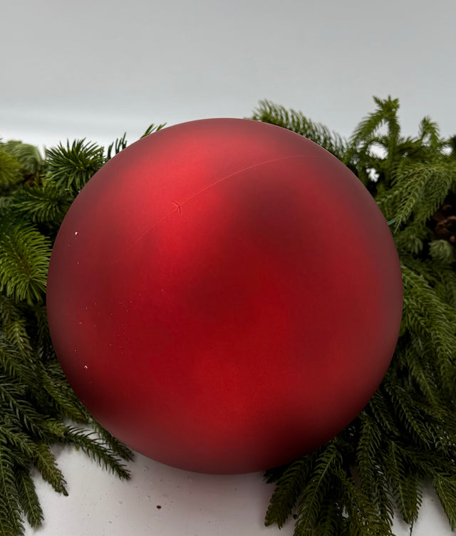 6" Red Matte Glass Bauble