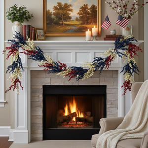 48" Patriotic Berry Garland with Stars