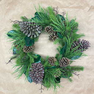26" Long Needle Pine with Pinecones Fir Magnolia Wreath