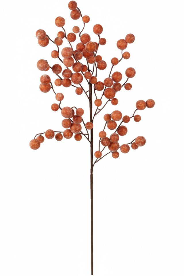 27" Shiny Autumn Orange Frosted Berry Spray