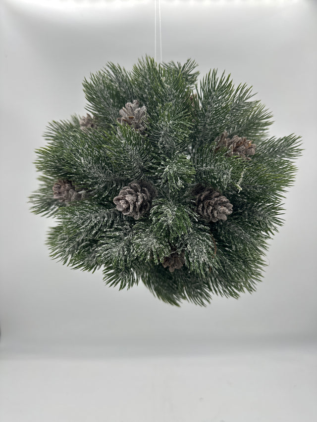 7” Pine Orb with Pinecone Ornament