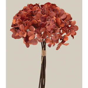 11" Clay Hydrangea Bundle Tied with Raffia