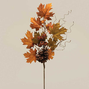 21" Maple Leaf with Pinecones Spray