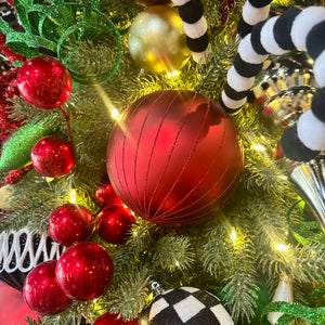 6" Red Matte Glitter Ball Ornament 2-bag Shatterproof