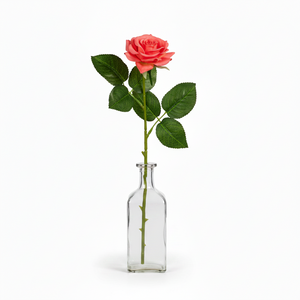 17" Bright Coral | Real Touch Rose Stem