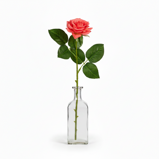 17" Bright Coral | Real Touch Rose Stem