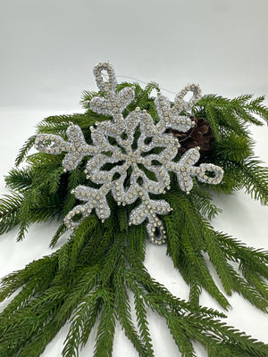 7.75" Silver/Gold Jewel Beaded Snowflake Ornament