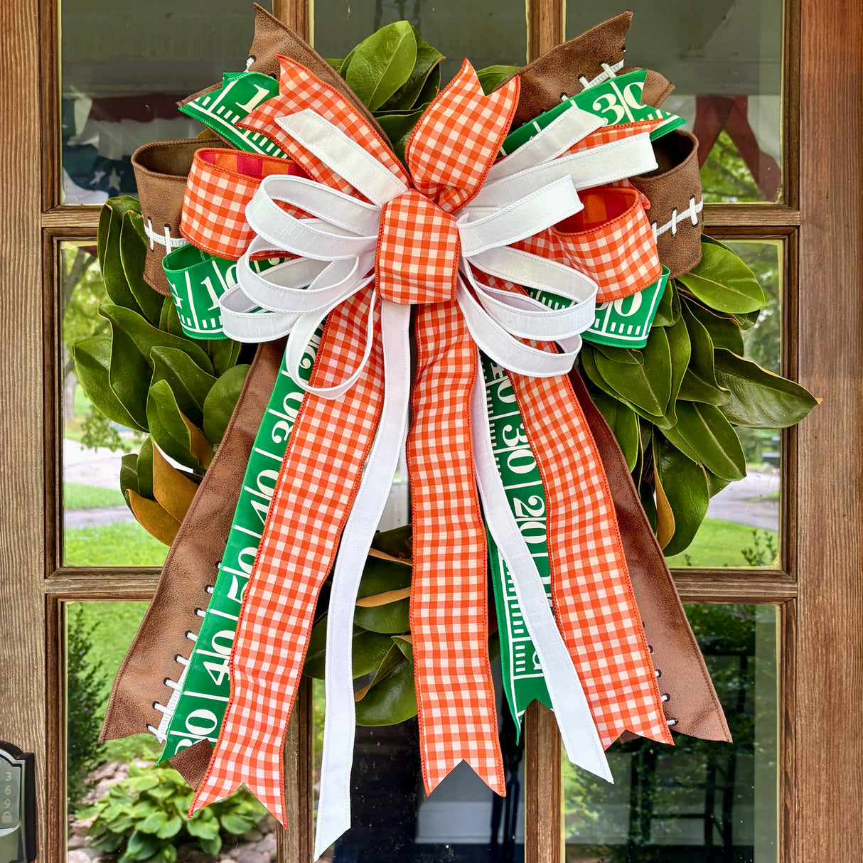 Designer Orange & White Gameday Bow — Hand-Tied in Knoxville