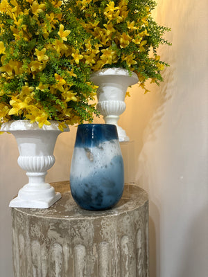 9” Blue Art Glass Vase