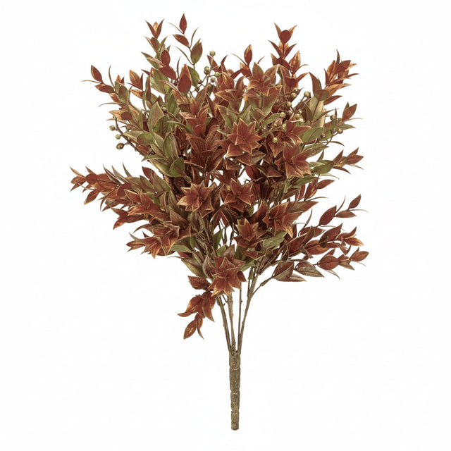 18" Golden Washed Ruscus Bush with Berries | Copper/Gold