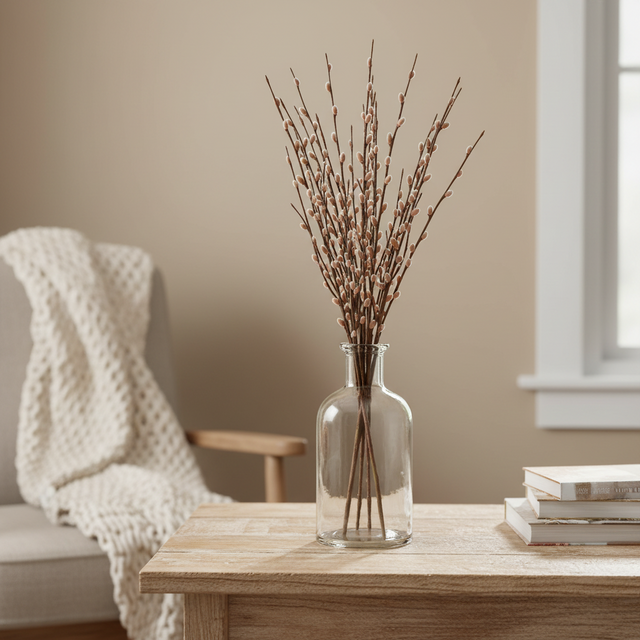 34" Artificial Beige Goat Willow Bundle