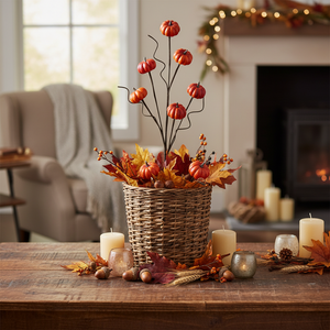 32" Artificial Dark Orange Pumpkin Spray