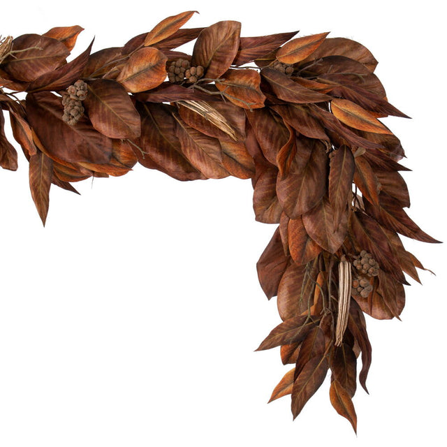 72" Brown Magnolia Leaf Garland
