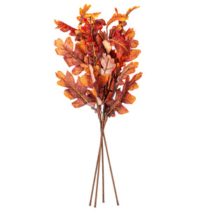 30" Orange Autumn Oak Leaf Spray