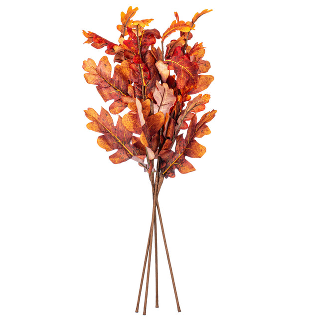 30" Orange Autumn Oak Leaf Spray